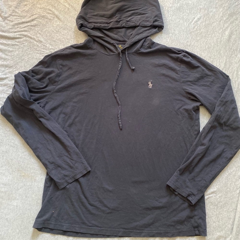 Men's Black Polo Hoodie Shirt